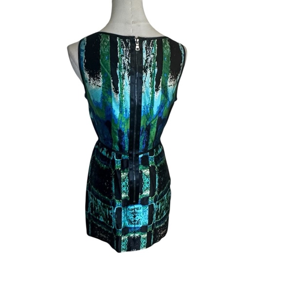 Laundry By Shelli Segal Silk Mini Dress Green Blue Watercolor Sz 2 Sheath Party - Picture 3 of 9